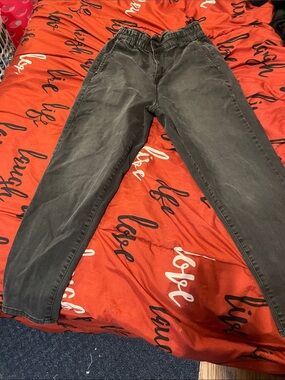 No Boundaries Men's Relaxed Black Gray Elastic-Waist Jeans